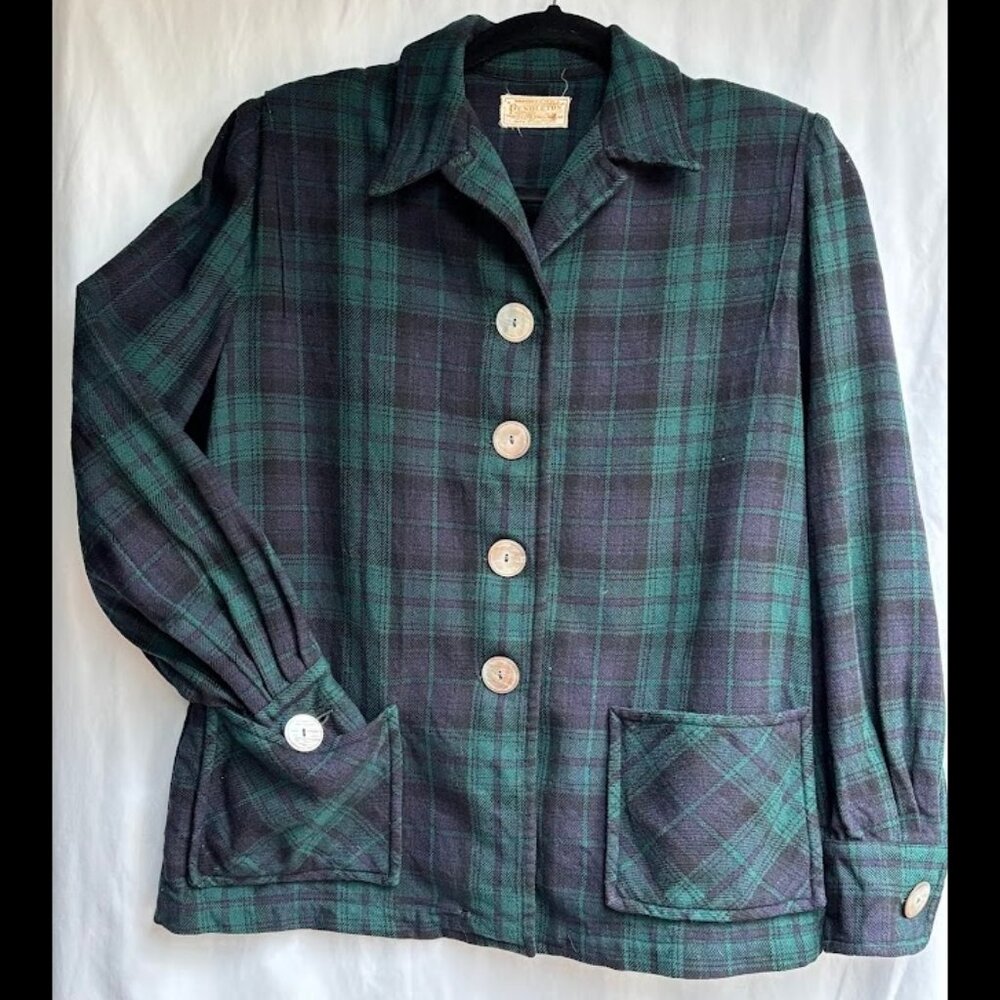 Vintage Pendleton Blackwatch Plaid Virgin Wool Coat Warranted To Be A Pendleton